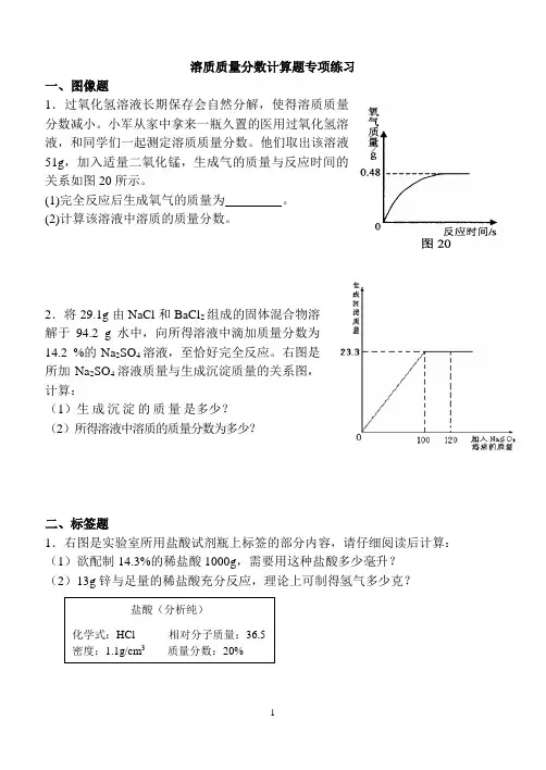 溶质质量分数计算题专项练习 2