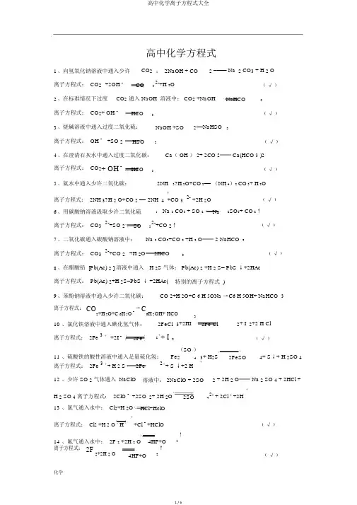 高中化学离子方程式大全 2