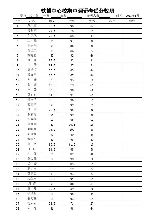 2013期中成绩册