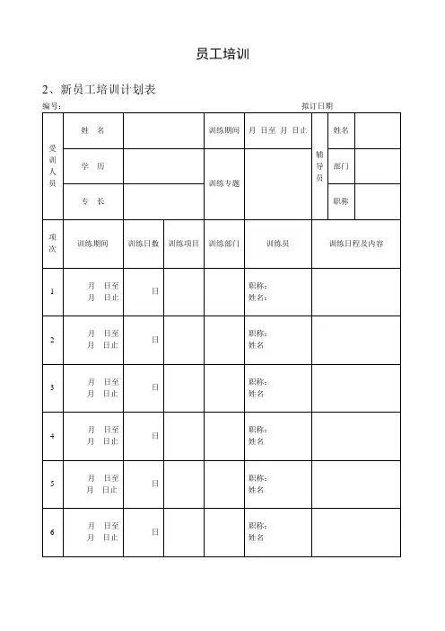 管理表格9-员工培训