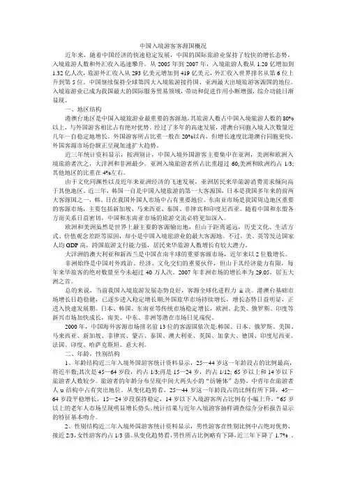 中国入境客源国概况