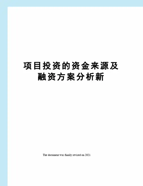 项目投资的资金来源及融资方案分析新