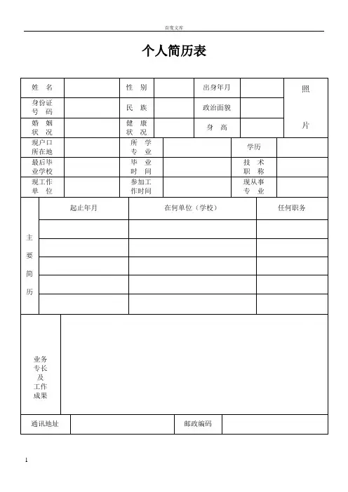 标准个人简历模板