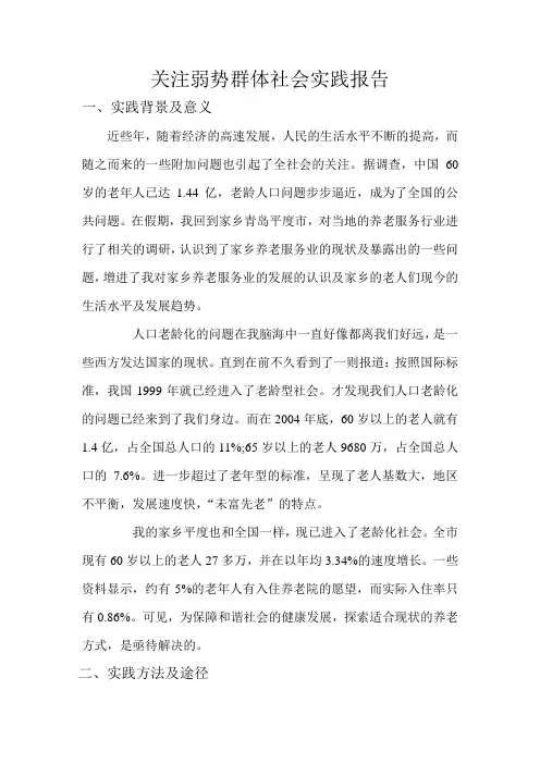 关注弱势群体社会实践报告