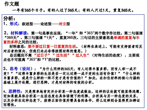 2015年福建省质检作文讲评
