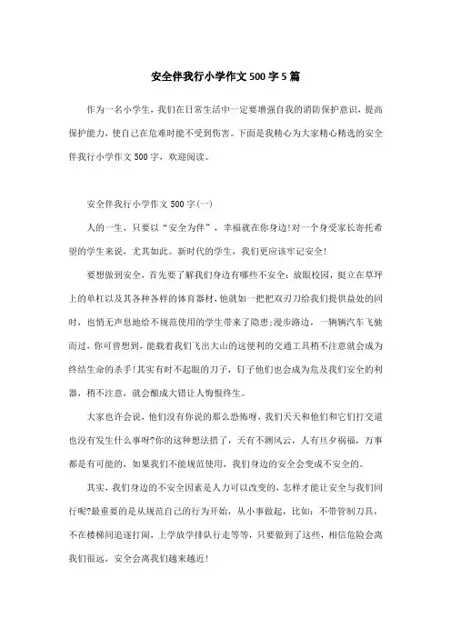 安全伴我行小学作文500字5篇