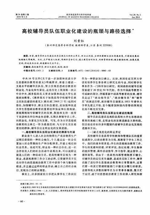 高校辅导员队伍职业化建设的瓶颈与路径选择