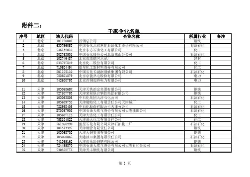 全国高耗能企业名单