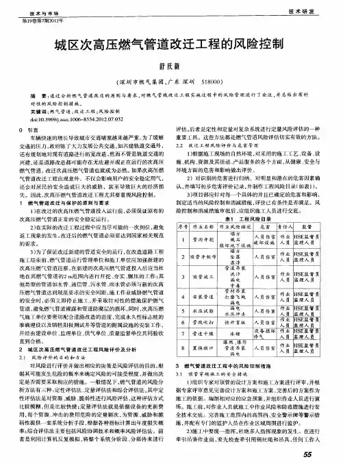 城区次高压燃气管道改迁工程的风险控制
