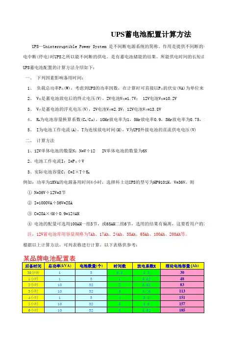 通用UPS电池配置计算器