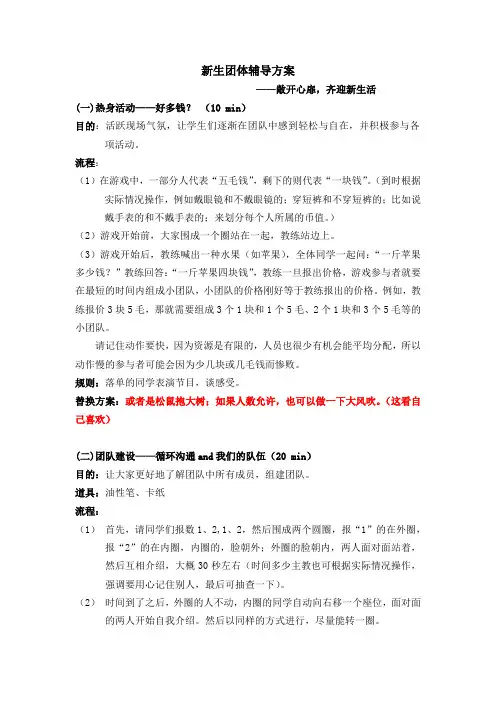 新生团辅方案