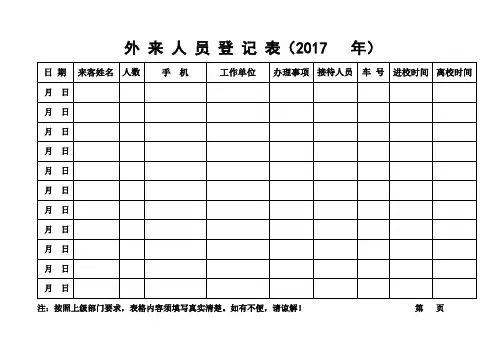 学校外来人员登记表