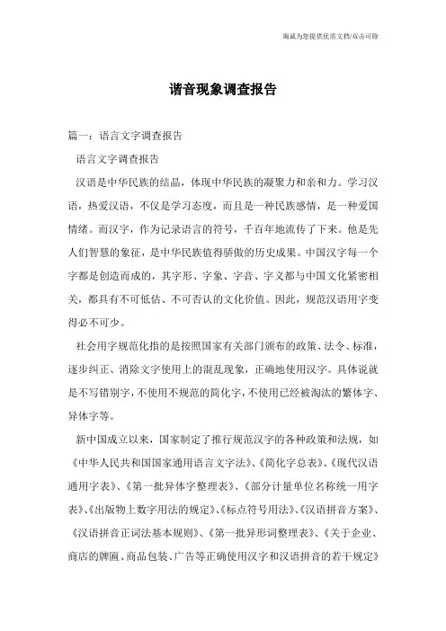 谐音现象调查报告