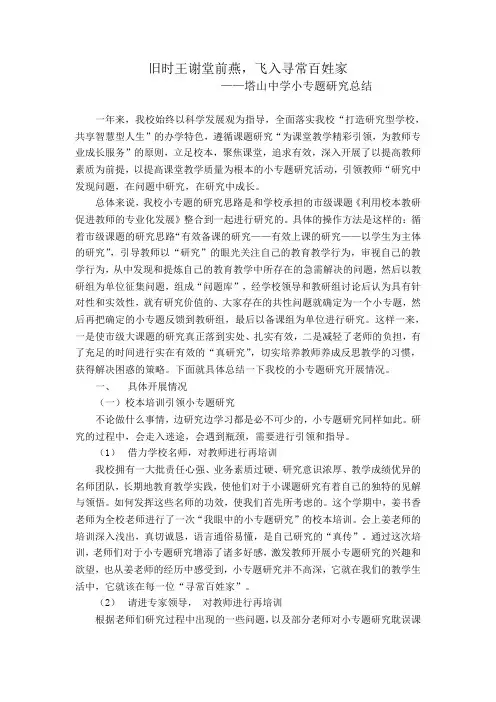 小专题研究总结