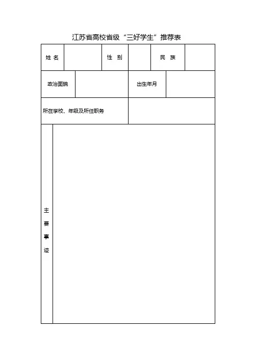 江苏省高校省级“三好学生”推荐表【模板】