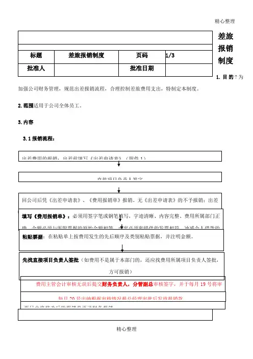 差旅报销制度流程