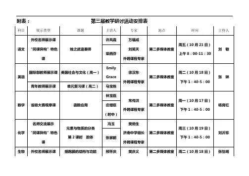 第三届教学研讨活动安排表