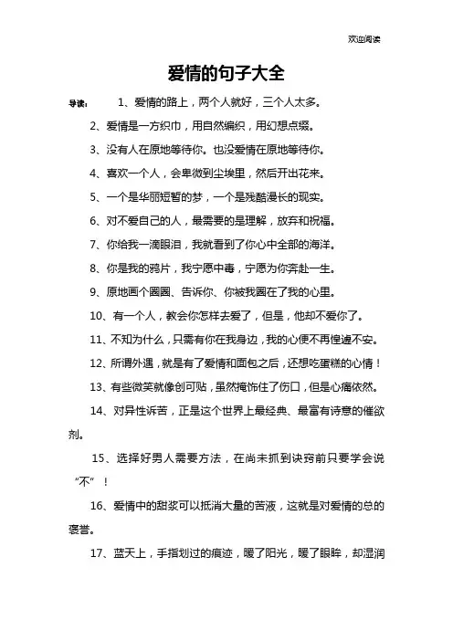 爱情的句子大全