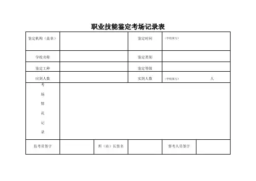 职业技能鉴定考场记录表