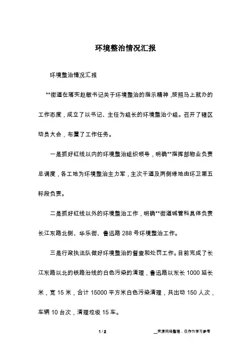 环境整治情况汇报
