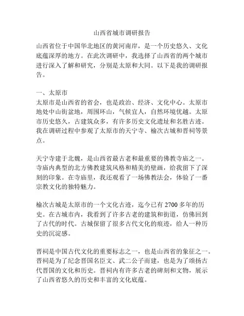 山西省城市调研报告