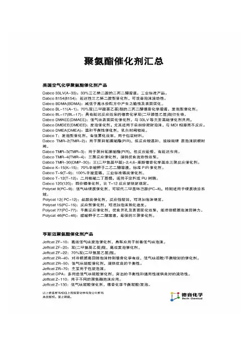 聚氨酯常用催化剂牌号及应用