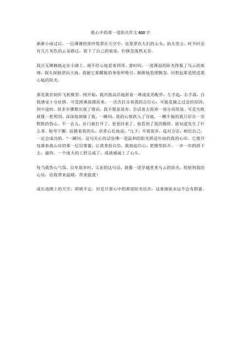 我心中的那一道阳光作文600字
