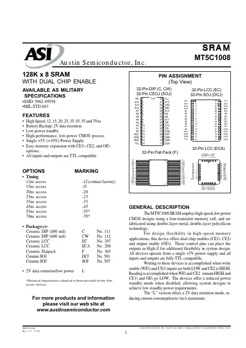 MT5C1008CW-15L中文资料