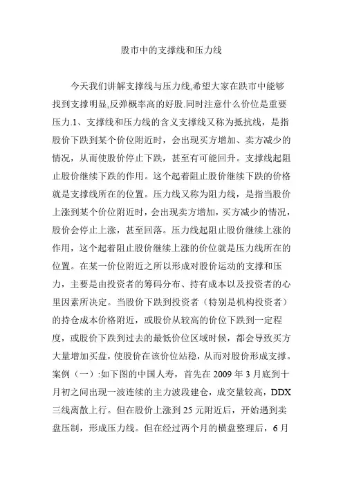 股市中的支撑线和压力线