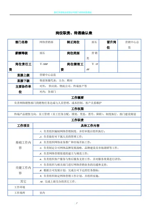 岗位职责确认书