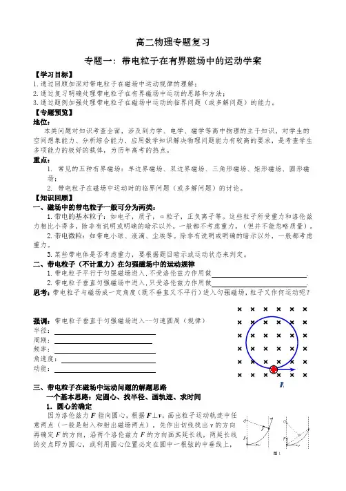 专题一：带电粒子在有界磁场中学案