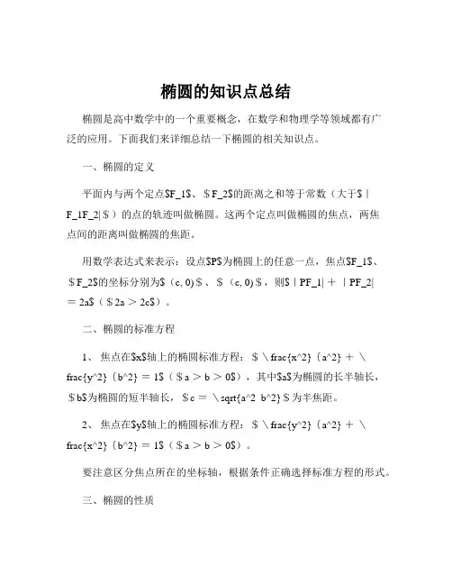 椭圆的知识点总结