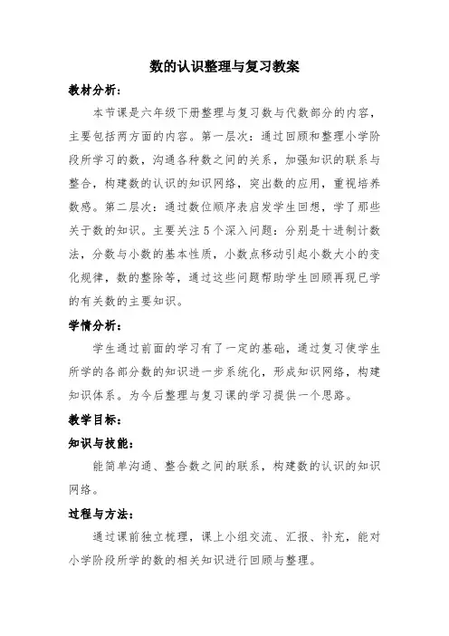 人教版六年级数学下册《整理和复习  数与代数  数的认识》教学设计_2