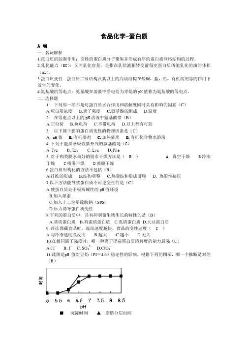 食品化学试题蛋白质