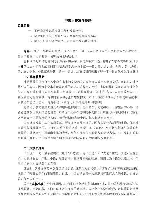 中国小说发展脉络