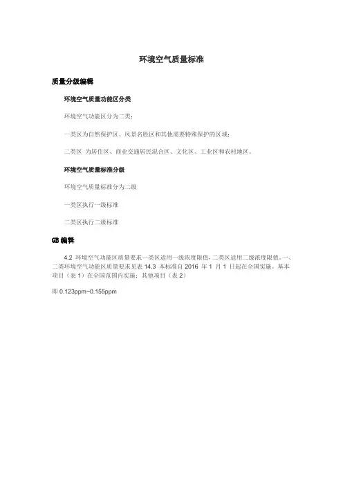 臭氧环境浓度标准
