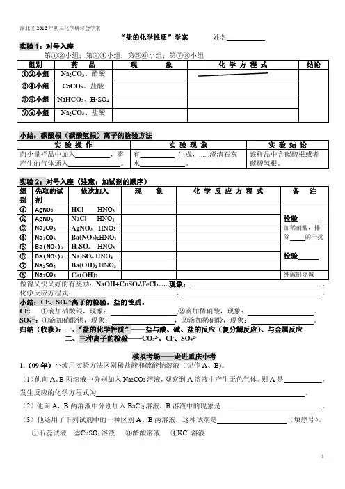 盐的化学性质学案