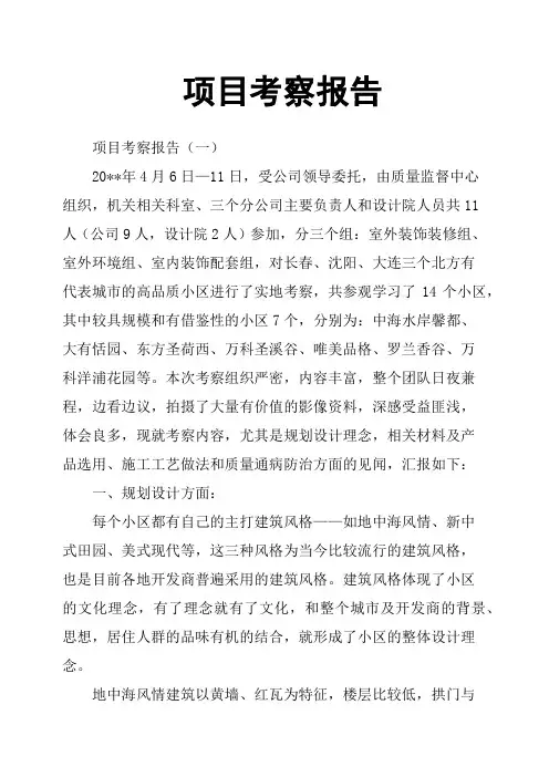 项目考察报告