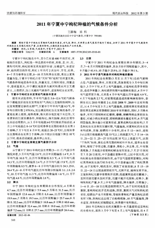2011年宁夏中宁枸杞种植的气候条件分析