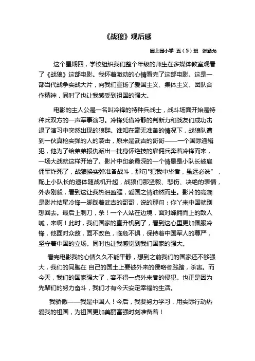 《战狼》观后感张涵允