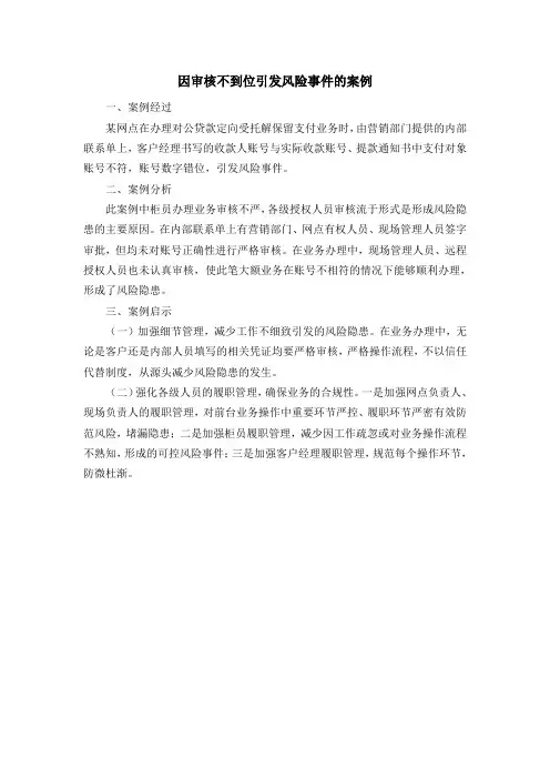 因审核不到位引发风险事件的案例