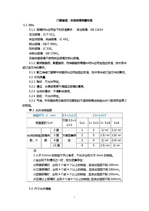 门窗幕墙：夹层玻璃质量标准