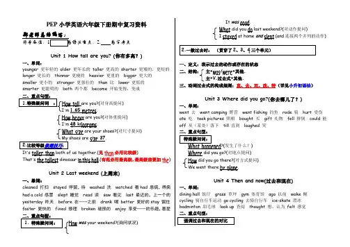 六年级下册英语期中复习资料