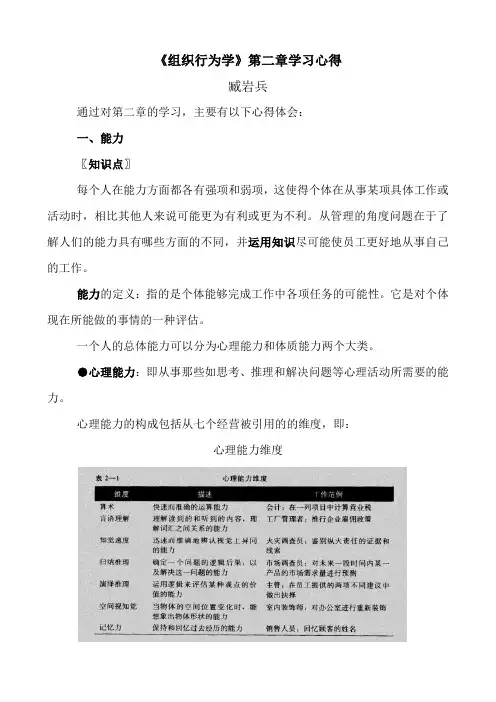 组织行为学二学习心得