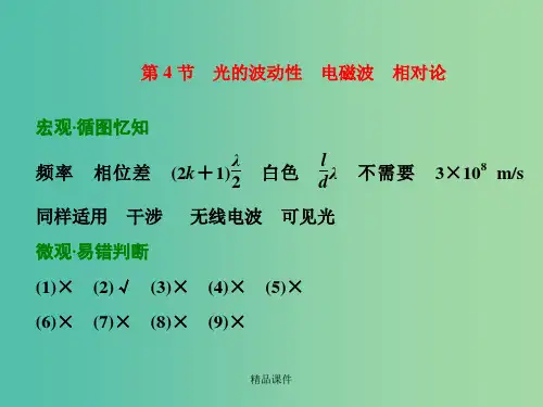 高考物理一轮复习 第十二章 第4节 光的波动性 电磁波习题详解 新人教版