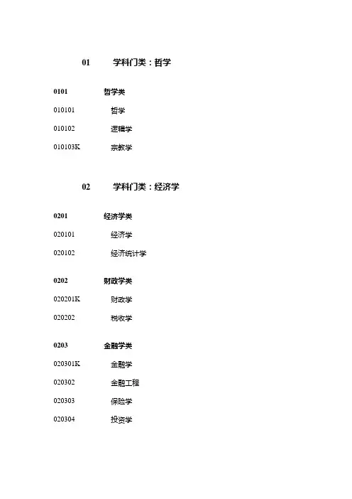普通高等学校本科专业目录