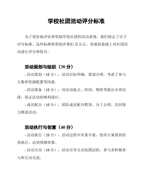 学校社团活动评分标准