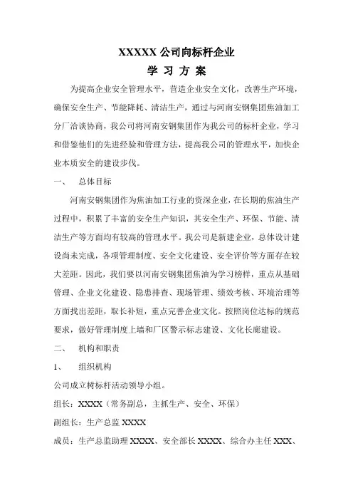 向标杆企业学习方案