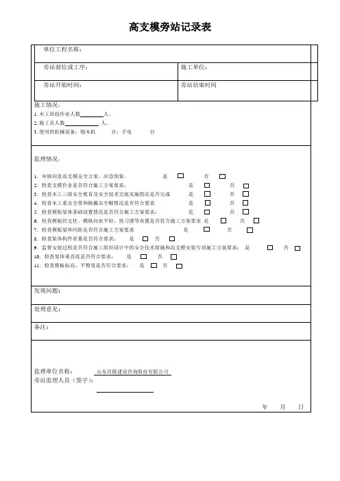 高支模旁站记录