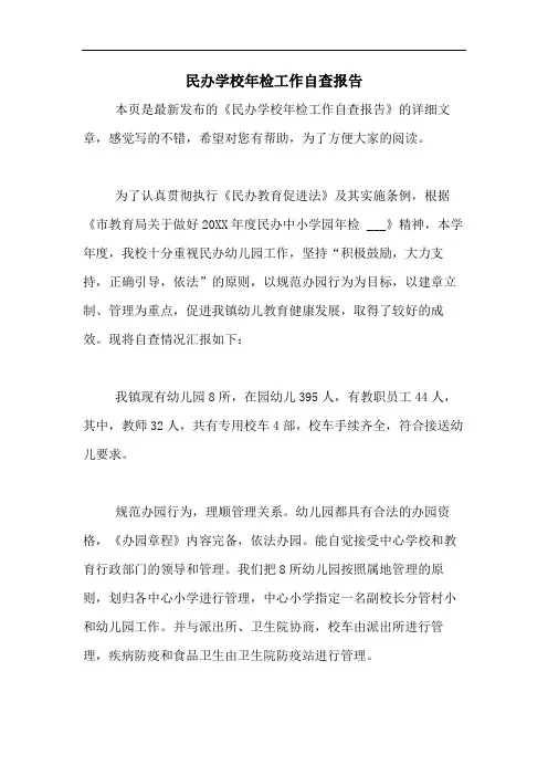 2020年民办学校年检工作自查报告